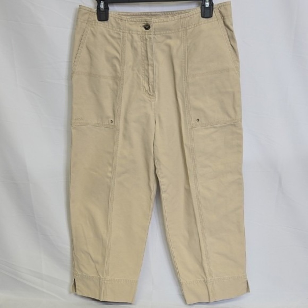 Lauren Ralph Lauren Khaki Capri Pants 100% Cotton Casual Preppy Cropped Tan 10